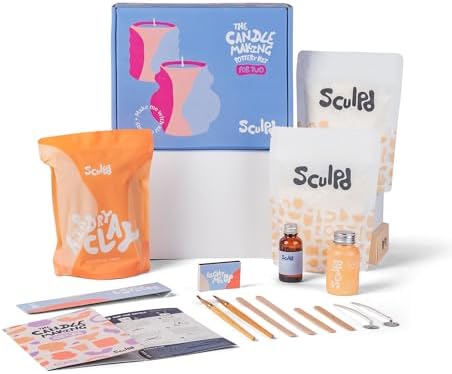 Sculpd Candle Making Kit, Air Dry Clay, 2 Candles, Peony Rose Fragrance