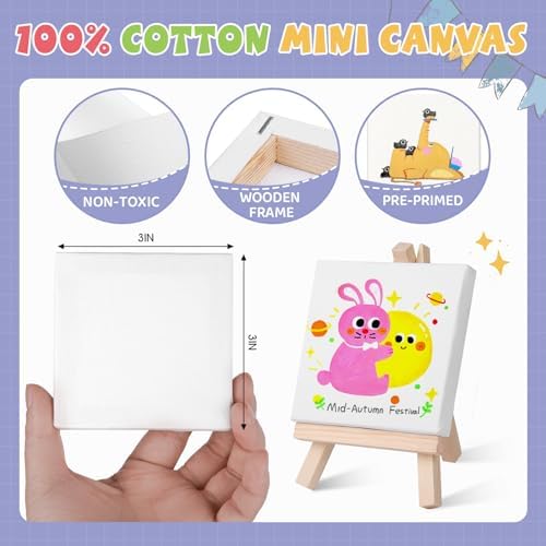 ESRICH 6 Set Mini Acrylic Paint Kit, Mini Stretched Canvas with Easel
