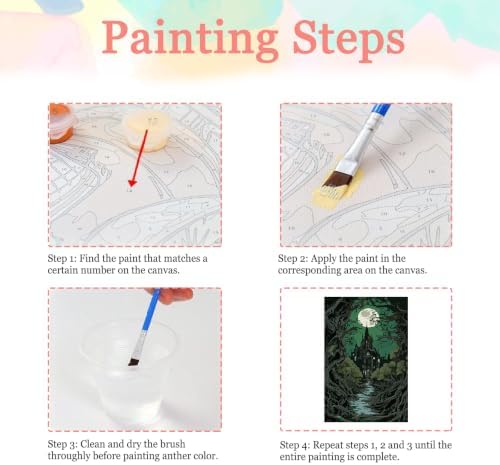 Auremi Halloween Framed Paint by Number for Adults,DIY Gothic Painting by Number Kits on Canvas Acrylic Oil Painting Kits for Adults Paint by Number Kits for Home Decor 20x30cm