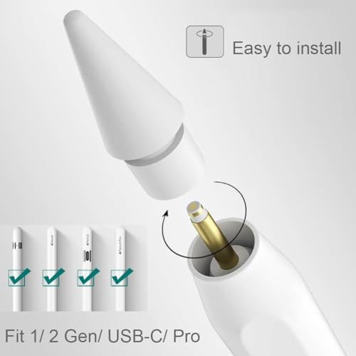 Replacement Tips for Pencil 1st Generation/ 2nd Generation/Pro Tips, iPencil Nibs Accessories for Apple Pen 1/2 Gen(16 Pack)