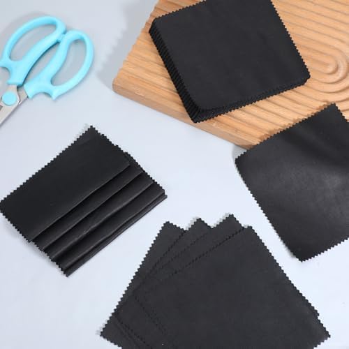 100 Pack 5-inch Cotton Fabric Squares, 5″ Precut Cotton Fabric Squares, Solids Black Charm Pack, Black