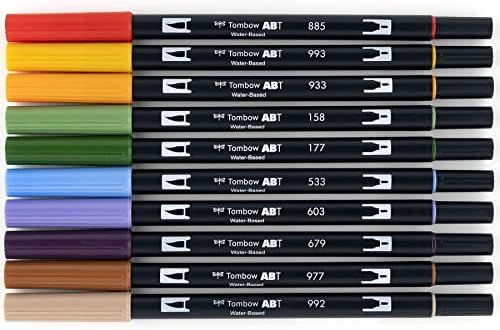 Tombow 56168 Dual Brush Pen Art Markers, Secondary, 10-Pack. Blendable, Brush and Fine Tip Markers