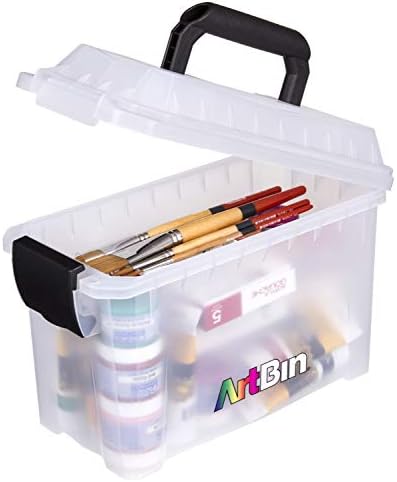ArtBin 6815AG Mini Sidekick Carrying Case, Portable Art & Craft Organizer with Handle, [1] Plastic Storage Case, Clear