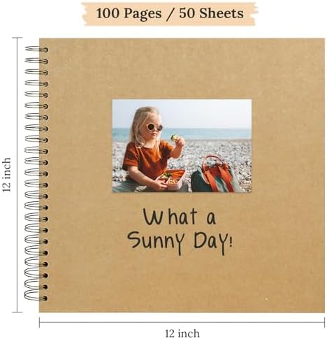 Scrapbook Photo Album 12"x12" 50 Sheets 100 Pages Hardcover Kraft Paper