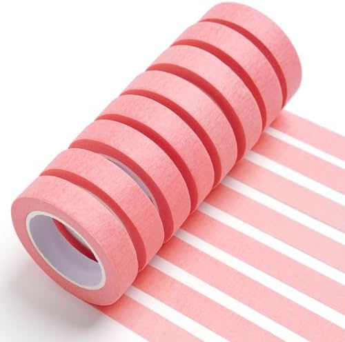 UMETDO 8PCS Colored Masking Tape - Pink Painters Tape, Tape for Kids Art Supplies, Great for Crafts, Labeling, DIY Decorative, 1/2 Inch Colored Tape Rolls- Tiny Size