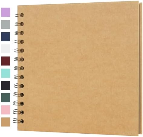 Scrapbook Album 7x7 Inches 40 Pages Hardcover Kraft Paper Brown