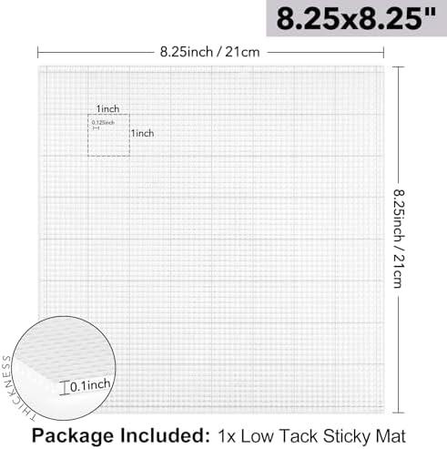 BAOFALI 8.25x8.25inch Low Tack Sticky Mat with Grid for Stamping Stenciling Ink Blending Clear Photopolymer Craft Low Tacky Mat Stamp Mat and Fixed Stamp Blending DIY Projects Paper Card Scrapbooking