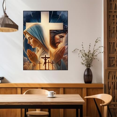 Benjenes Jesus Diamond Art Kits for Adults Religious Cross Diamond Painting