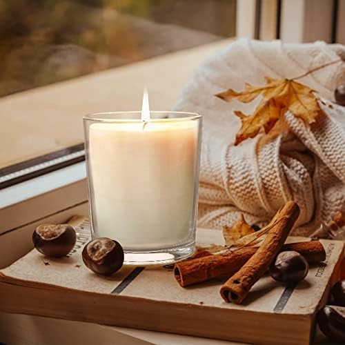 SHOWIN Thick Candle Jars for Making Candles 12 Pcs, 10 OZ Clear Empty Jars with Wood Lids for Candle Making, Sample Container
