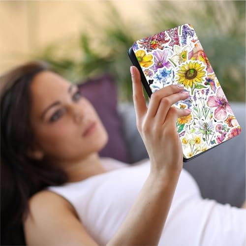 100 PCS Glitter Natural Flower Stickers for Scrapbooking, Verseyi Aesthetic Trendy Floral Stickers for Journaling Notebook DIY Cards Decoration, Vinyl Waterproof Garden Deco Sticker