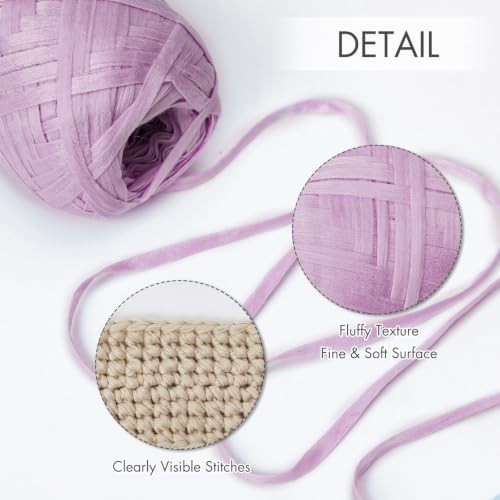 NICEEC 2 Skeins Soft Tape Yarn-Light Purple