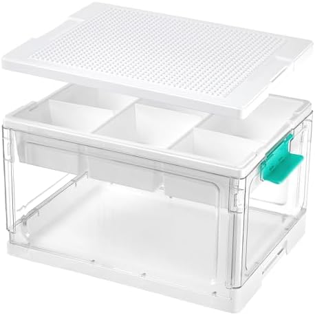 Vtopmart 24 QT Clear Plastic Storage Box with Building Baseplate Lid,2 Pack