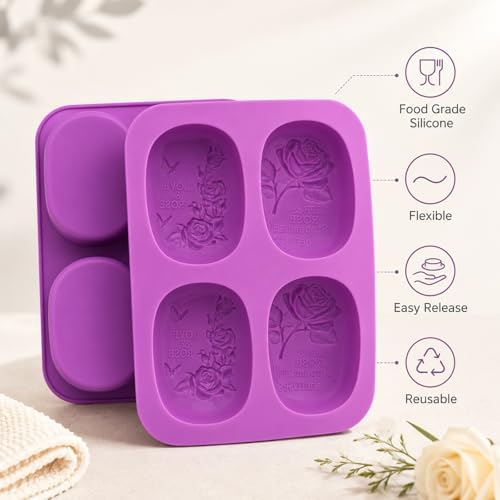 2Pack Rose Silicone Soap Mold Butterfly Soap Making Mold Embossed Floral Silicone Mold Vintage Rose Embossed Mold Handmade Soap Mold for Soap Candle Lotion Bath Bombs Resin Wax Cake Chocolate Candy