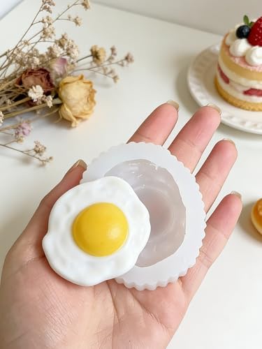 3D Toast Bread Silicone Mold & Fried Egg Fondant Mold, Non-Stick Food Shape Candle Moulds for Chocolate, Resin, Soap | Cute Bread Molds for Baby Shower & Birthday Party DIY Crafts‌ (Toast)