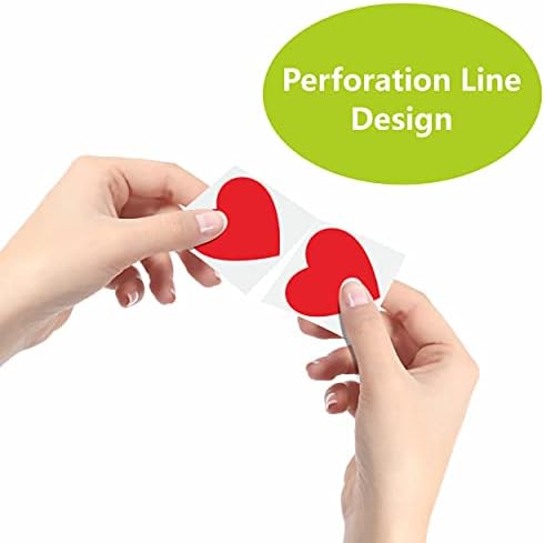 1200 PCS Red Heart Shaped Sticker Labels with Perforation Line in Roll, Use for Valentine's Day, Award Charts,Offices, Teachers & Classrooms, Bookmarks (1.5" in Diameter)
