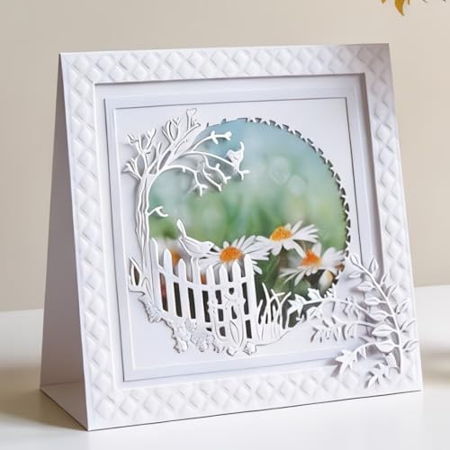 Scrapbooking Die-Cuts, Layer Frame Net Set Metal Cutting Dies for Card Making, Paper Craft Template, Background Embossing Stencils, DIY Album Décor (Garden Fence-11.1x8.2cm)