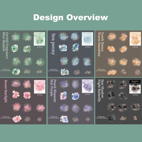 60 Pcs Gold Foil Watercolor Floral Stickers for Scrapbooking