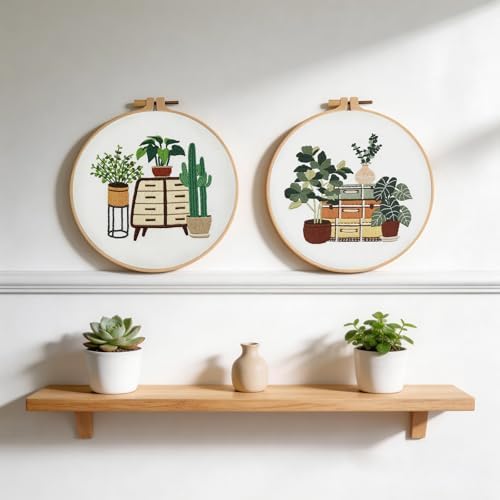 spicssa 2026 New Embroidery Set, Embroidery Kit for Beginners, Hand Needlepoint Kits for Adults with Pre-Stamped Patterns, 7.8-Inch Hoop, Threads & Needles, Step by Step Instructions