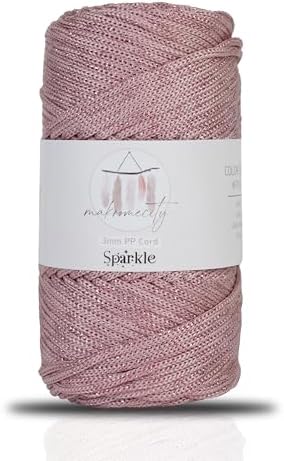 Makromecity Sparkle Polypropylene Macrame Cord 3mm x 131 Yards (394 feet) Premium Polyester Macrame Cord for Macrame Art & Crafts for Wall Hangings, Bags, Underplate, Rug