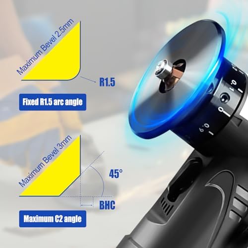 Pneumatic Chamfering Tool Handheld, Mini Air-Powered Chamfering Machine Trimming, 45° Arc Corner with 1/4 Inch Air Inlet for Metal Wood Beveling Deburring (R Angle Blades)