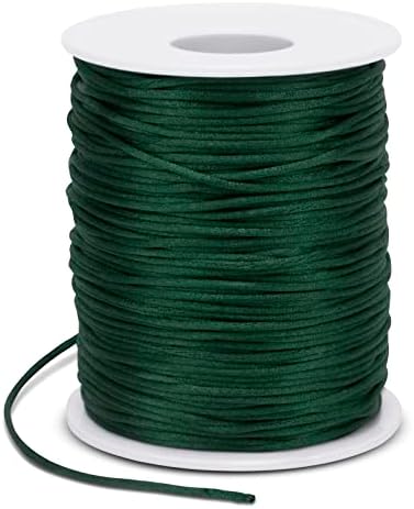 1.5mm Nylon Cord 328 Feet Satin Cord Nylon String for Bracelets, Bracelet Thread Bead String for Jewelry Making, Necklace, Chinese Knotting, Beading, DIY Crafts (Dark Green)