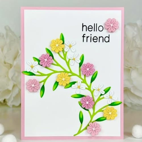 Scrapbooking Die-Cuts, Layer Frame Net Set Metal Cutting Dies for Card Making, Paper Craft Template, Background Embossing Stencils, DIY Album Décor (Branches Flowers-11.1x7.5cm)