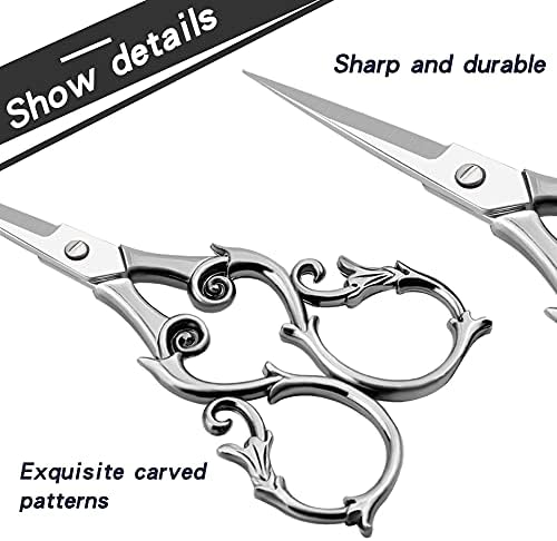 SHWAKK Embroidery Scissors 4.45in Ancient Gray Gourd Flower Sewing Scissors