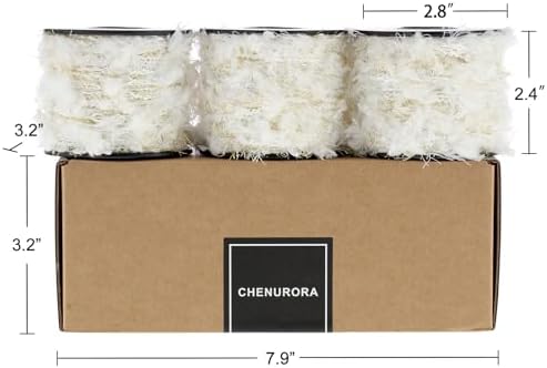 Artisanal Yarn Collection Multifiber Fancy Yarn for Knitting Crocheting Crafts DIY, Set of 3 Rolls (White & Gold)