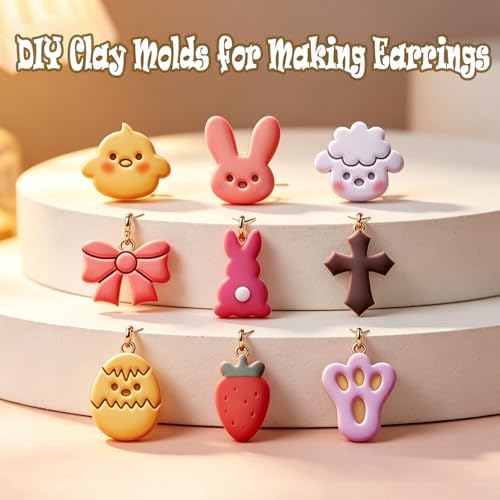Easter Farm Clay Cutter Set for Polymer Clay Earrings – 11PCS Easter Animal & Spring Shape Cutters for DIY Jewelry Making, Earrings, Charms & Crafts