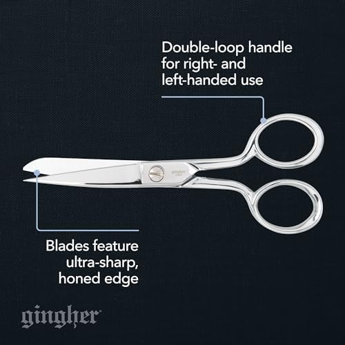 Gingher 5" Straight Fabric Scissors for Cutting Curves & Buttonholes