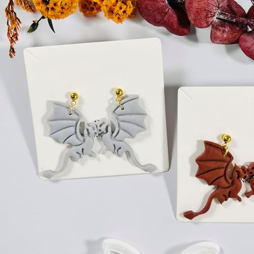 Xaekicr Polymer Clay Cutters Dragon Set – 2PCS Fantasy Dragon Clay Earring Cutters for Polymer Clay Jewelry, Halloween Gothic Clay Tools and Cutters for Cosplay and DIY Crafts