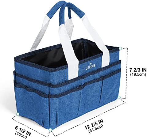 JJRING Craft Organizer Tote Bag Art Storage Caddy Blue | With Multiple Pockets For Sewing, Scrapbooking, School, Medical, And Office Supplies