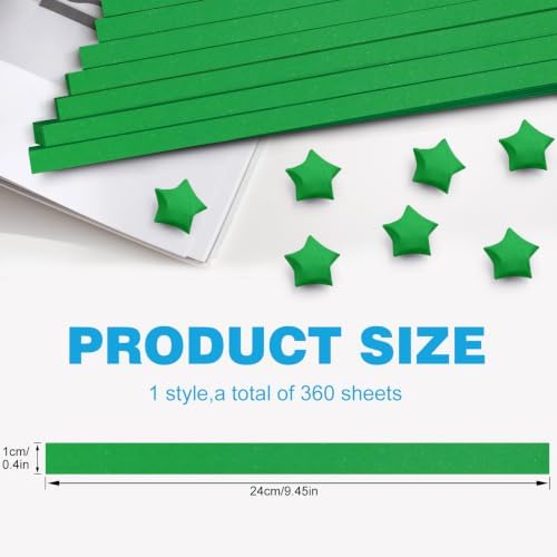 FoDau770 Solid Color Star Paper Strips - 360 Sheet, Green