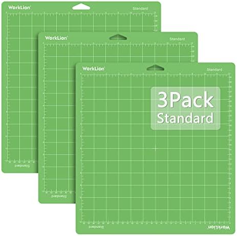 WORKLION 12x12 Standard Cutting Mat（3Pack) Compatible With Explore One/Air/Air 2/Maker Standard Adhesive Sticky Green Quilting Cricket Replacement Vinyl Cutting Mat