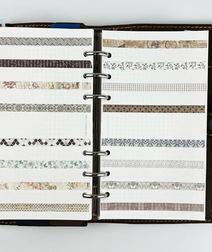 Basic Skinny Washi Tape Set 20 Rolls- Retro Antique Patterns Masking Thin Decorative Tapes for Arts, DIY Crafts, Bullet Journal, Planners, Scrapbook Decor, Gift Wrapping, Junk Journal