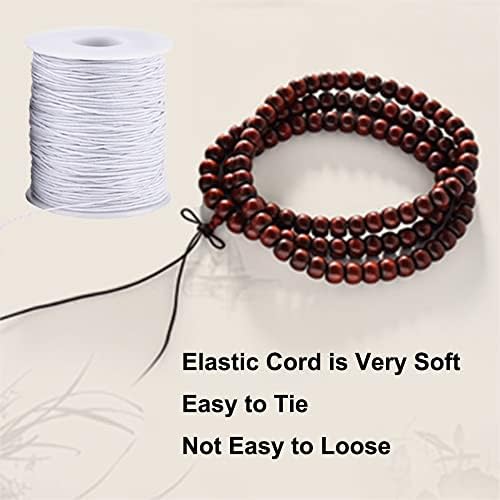 LUSTEMBER Elastic String for Bracelets, 1 mm x 110 Yards Sturdy Stretchy Elastic Cord for Jewelry Making, Necklaces, Beading - White