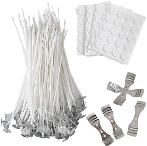 Candle Wicks Kit 120PCS 6 Inch Candle Making Wicks with Candle Holders,Candle Sticks,Candle Strings Thick 100% Cotton Candle Wicks Candle Making Supplies Candle Wicks for Candle Making Candle DIY