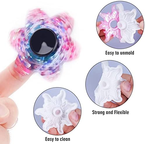 NiArt Fidget Spinner Silicone Resin Mold Kit, 4 Molds, 10 Bearings Set