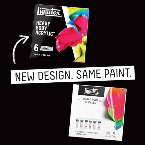 Liquitex Heavy Body Acrylic Paint Set, 6 x 59ml, Fluorescent Colors Set