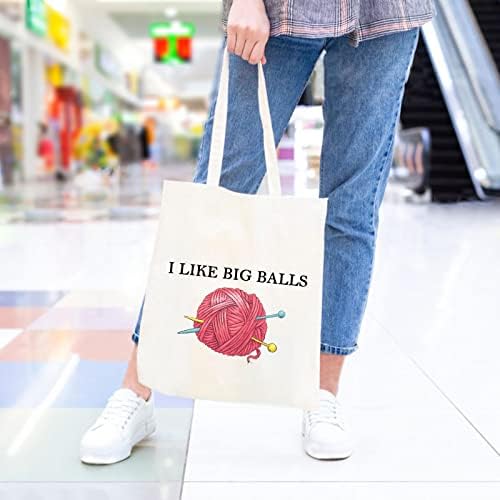 JXGZSO Crochet supplies Bag Knitting Project Gift I Like Big Balls Make Up Bag Funny Knitting Gift For Knitter (i like big balls shopping)