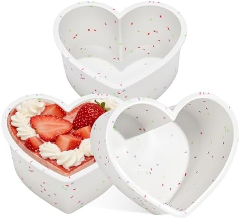 4 Inch Mini Heart Shaped Silicone Cake Pans, Cream, Set of 3