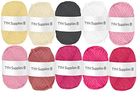 TYH Supplies BCK Collection Acrylic Yarn, 10 DK Light Worsted Mini Skeins for Crocheting & Knitting, Soft Craft Yarn for Amigurumi, Beginners, Small Projects, Curated Multicolor Assortment