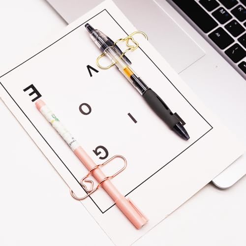12 Pcs Cute Pen Holder Clips for Notebook, Paperclip Pen Holder