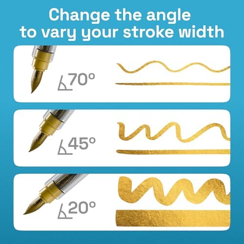 ARTISTRO 5 Gold Paint Pen for Rock, Glass, Ceramic, Wood, Tire, Fabric, Metal, Canvas, Marking, Painting - Set of 5 Acrylic Paint Markers Water-based - Brush Tip with Automatic Ink Control System