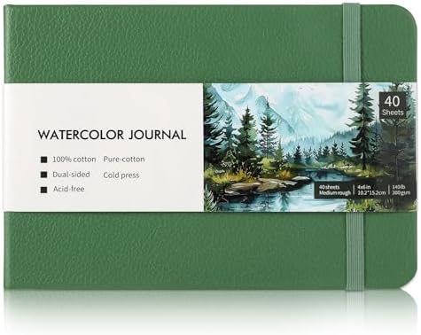 40 Sheets Watercolor Journal 4x6in, 140 lb/300 GSM Watercolor Sketchbook Cold Press Watercolor Paper Watercolor Notebook for Art Painting, Drawing, Mixed Media