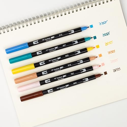Tombow 72561 Dual Brush Pen Art Markers, Manga Illustration, Bird 6-Pack
