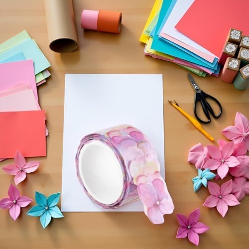 Colorful Floral Petal Washi Tape Set – Decorative Masking Tape for Scrapbooking, Journals, DIY Crafts, and School Office Supplies, Cute Flower Stickers, Adhesive Paper Tapes for Aesthetic