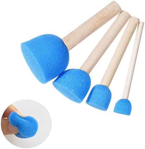 WAFJAMF 40 Pcs Round Sponges Brush Set 4 Sizes DIY Painting Tools Blue
