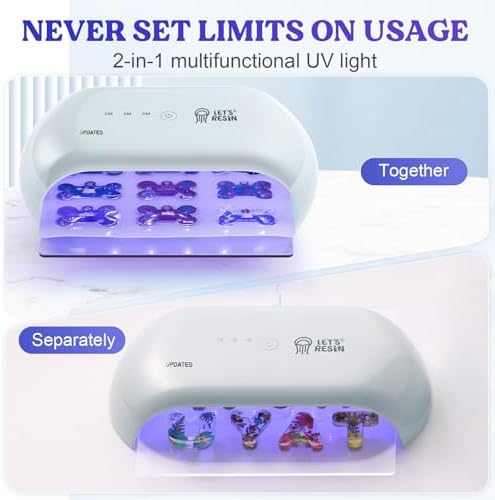 LET'S RESIN Two-Sided 36-LED UV Resin Light, 2/3/5-Min Timer, Gray Green