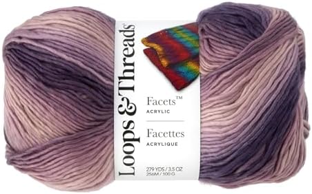 Loops & Threads Facets Yarn - Yarn for Knitting, Crochet, Weaving, and Arts & Crafts - Purple, Acrylic, 3.5 oz